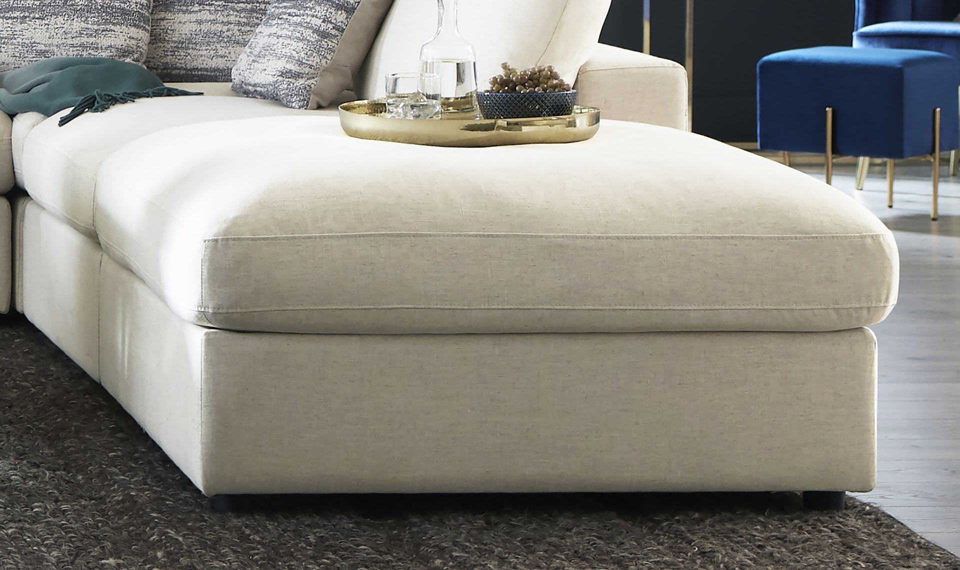 Duncan Beige Square Upholstered Ottoman