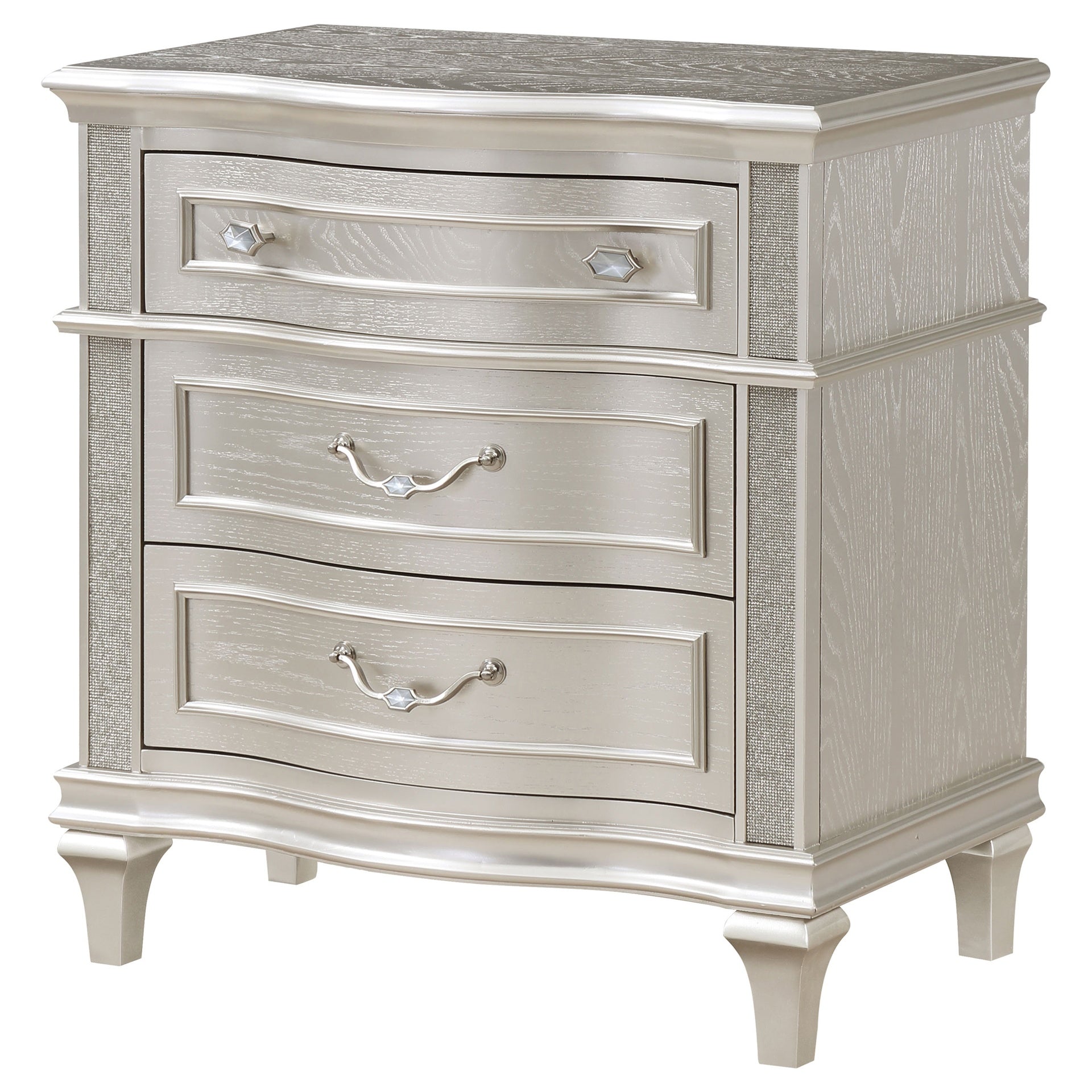 Evangeline Silver Oak 3-Drawer Nightstand