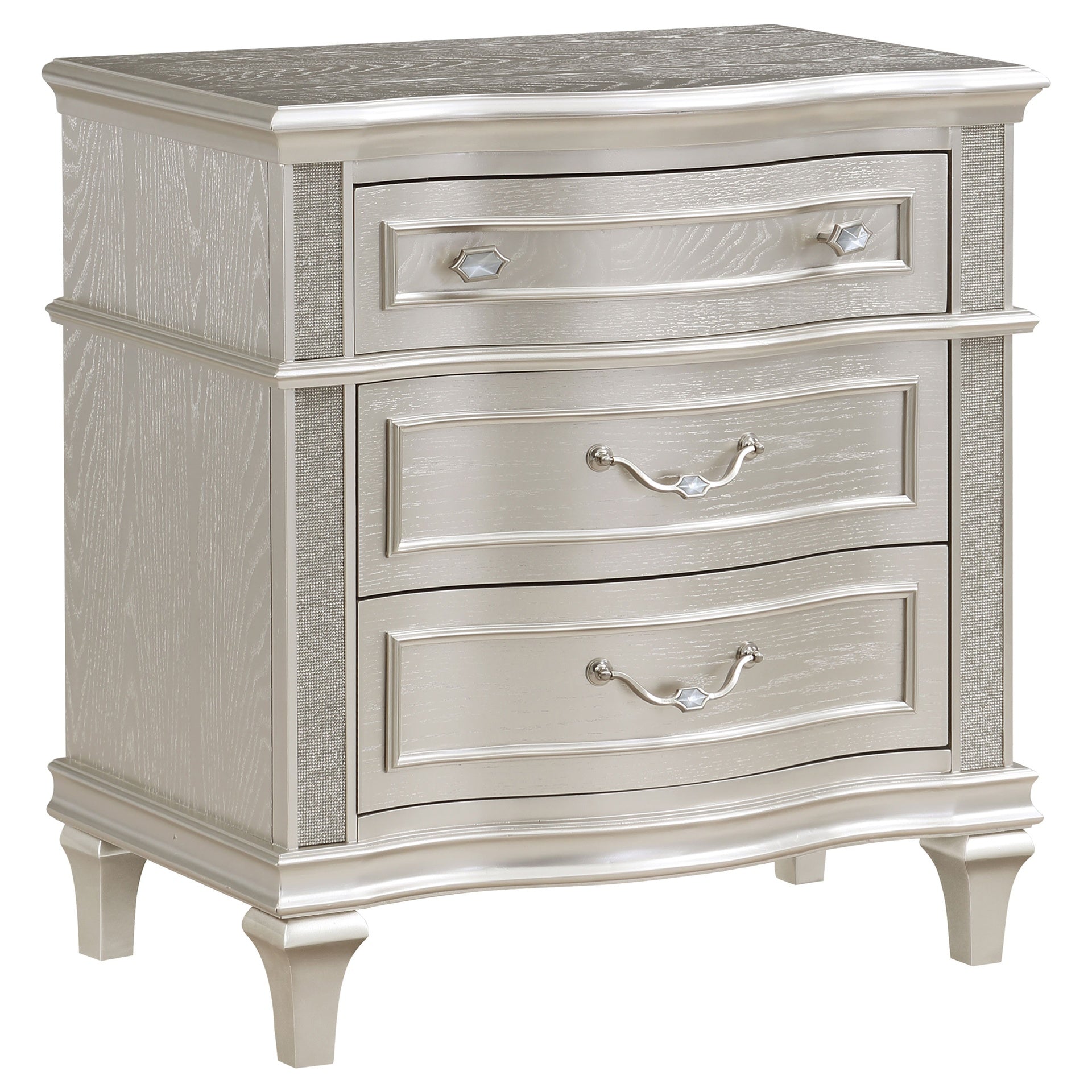 Evangeline Silver Oak 3-Drawer Nightstand