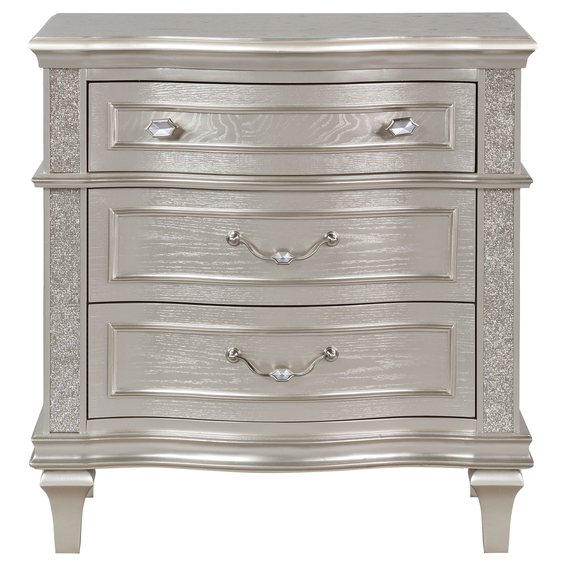 Evangeline Silver Oak 3-Drawer Nightstand