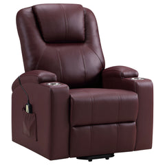 Macklin Wine Upholstered Power Lift Massage Recliner