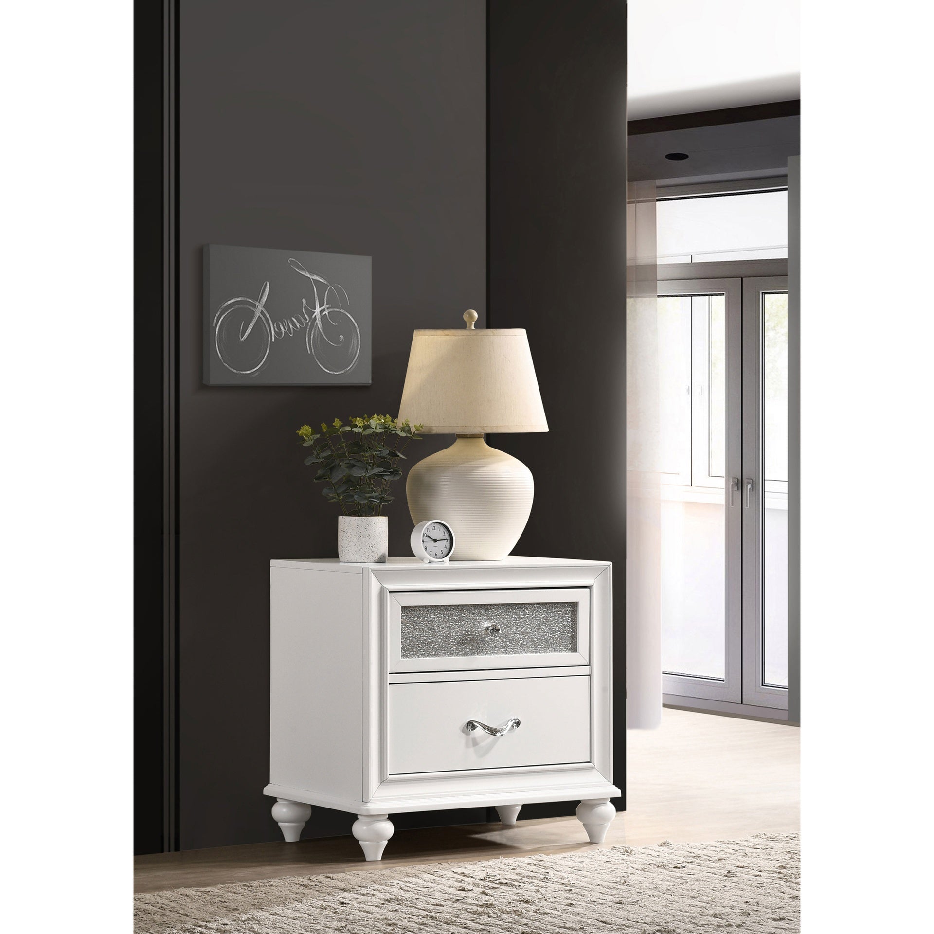 Barzini 2-Drawer Nightstand White