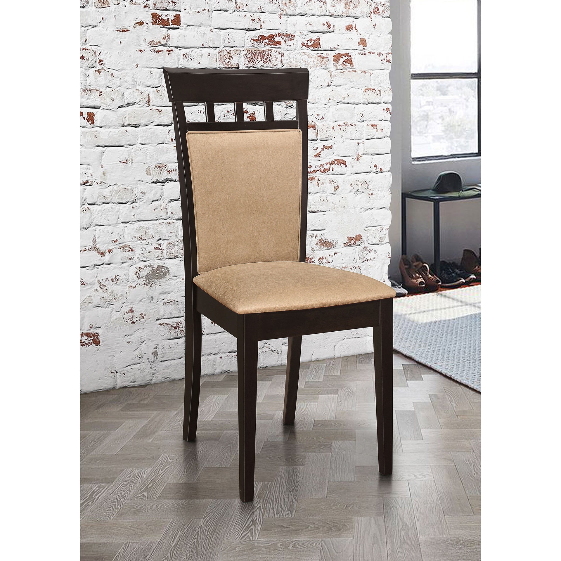 Beige and Cappuccino Upholstered Side Chairs (Set of 2)