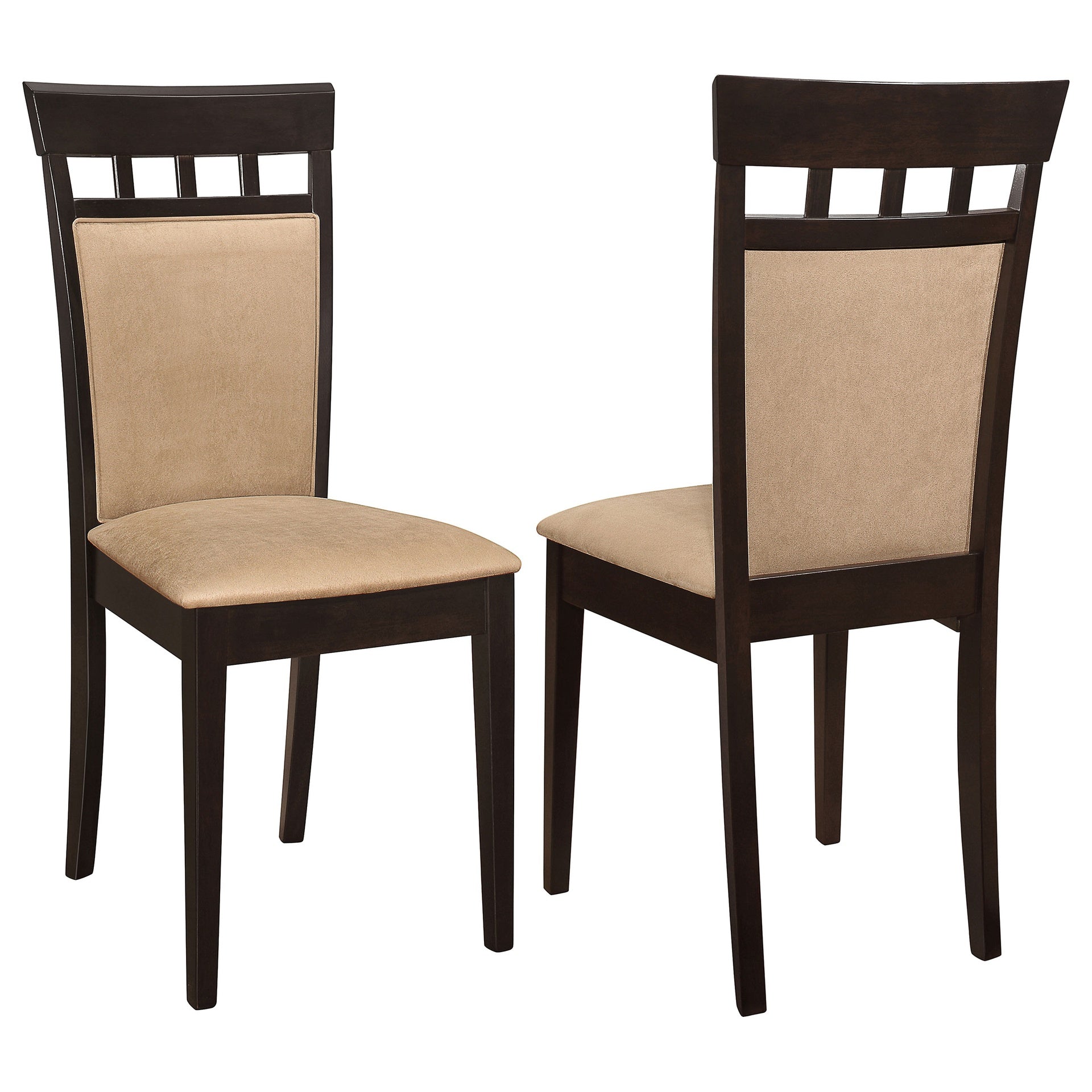 Beige and Cappuccino Upholstered Side Chairs (Set of 2)