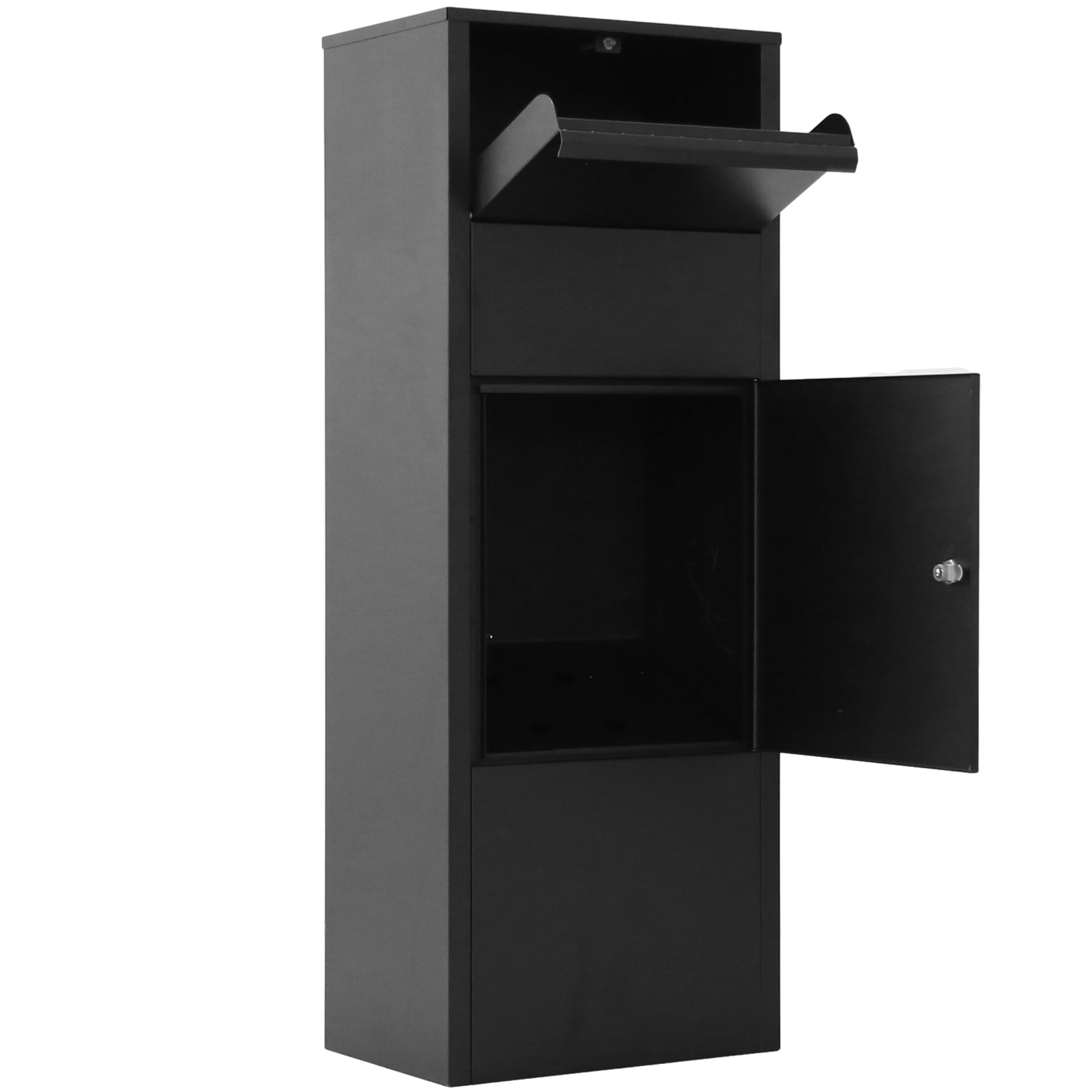 Large Package Delivery Parcel Mail Drop Box for Black, 10.5" x 15.5" x 41.30",with Lockable Storage Compartment Heavy Duty Weatherproof for Express Mail Delivery for Home & Business Use