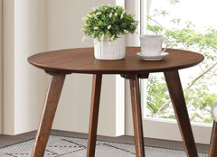 Contemporary Round Mid-Century Side Table With tapered Legs Walnut