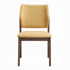 Farmhouse Style Walnut Finish and Yellow Dining Side Chairs Set of 2 Comfortable Backrest Dining Furniture