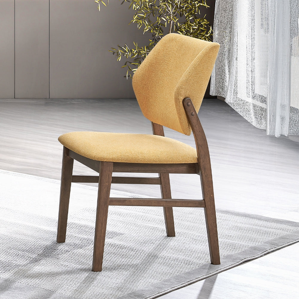Farmhouse Style Walnut Finish and Yellow Dining Side Chairs Set of 2 Comfortable Backrest Dining Furniture