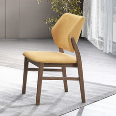 Farmhouse Style Walnut Finish and Yellow Dining Side Chairs Set of 2 Comfortable Backrest Dining Furniture
