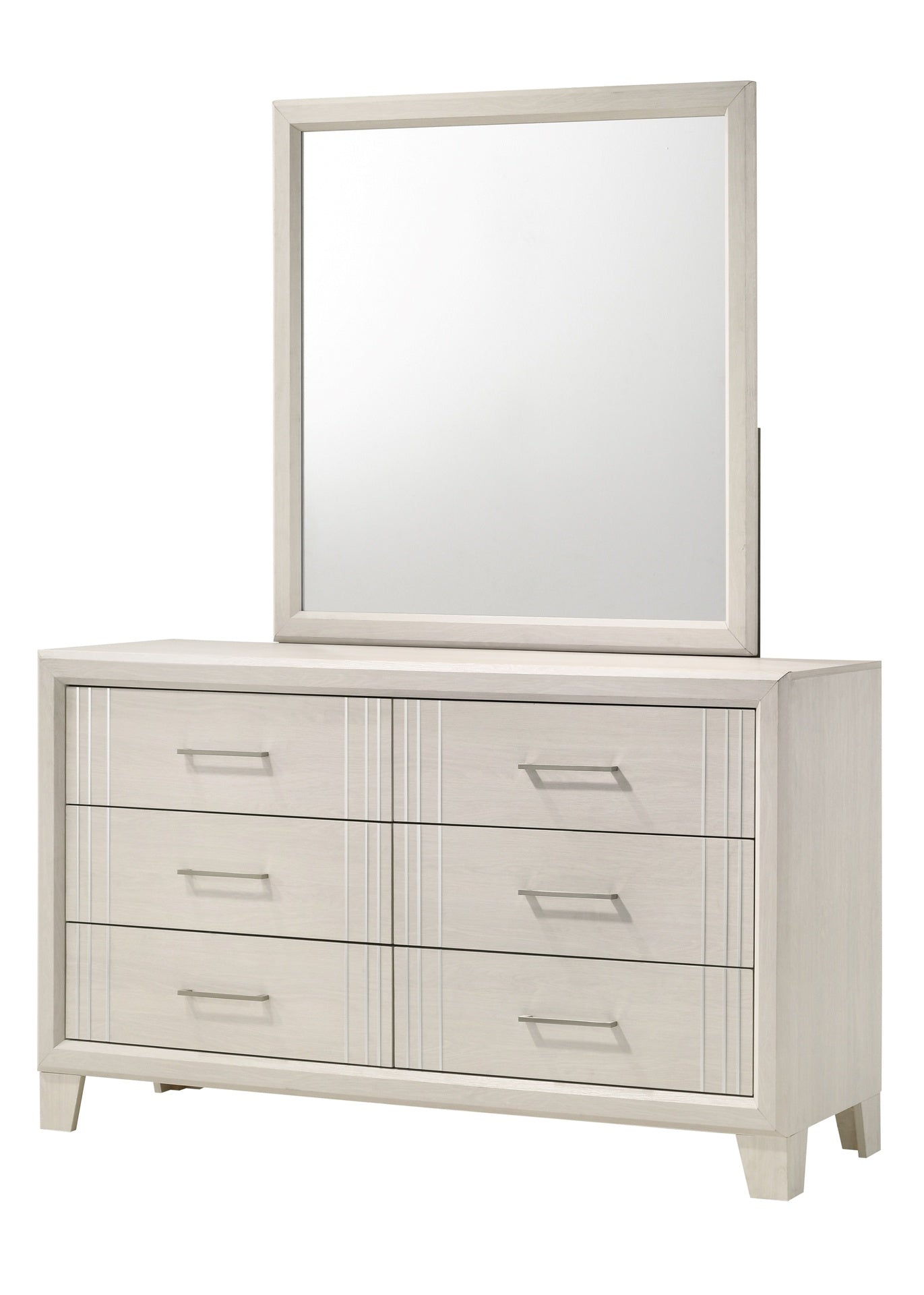 1pc Contemporary Six Drawers Dresser Bed Side Cabinet Wooden Furniture White/Beige Color