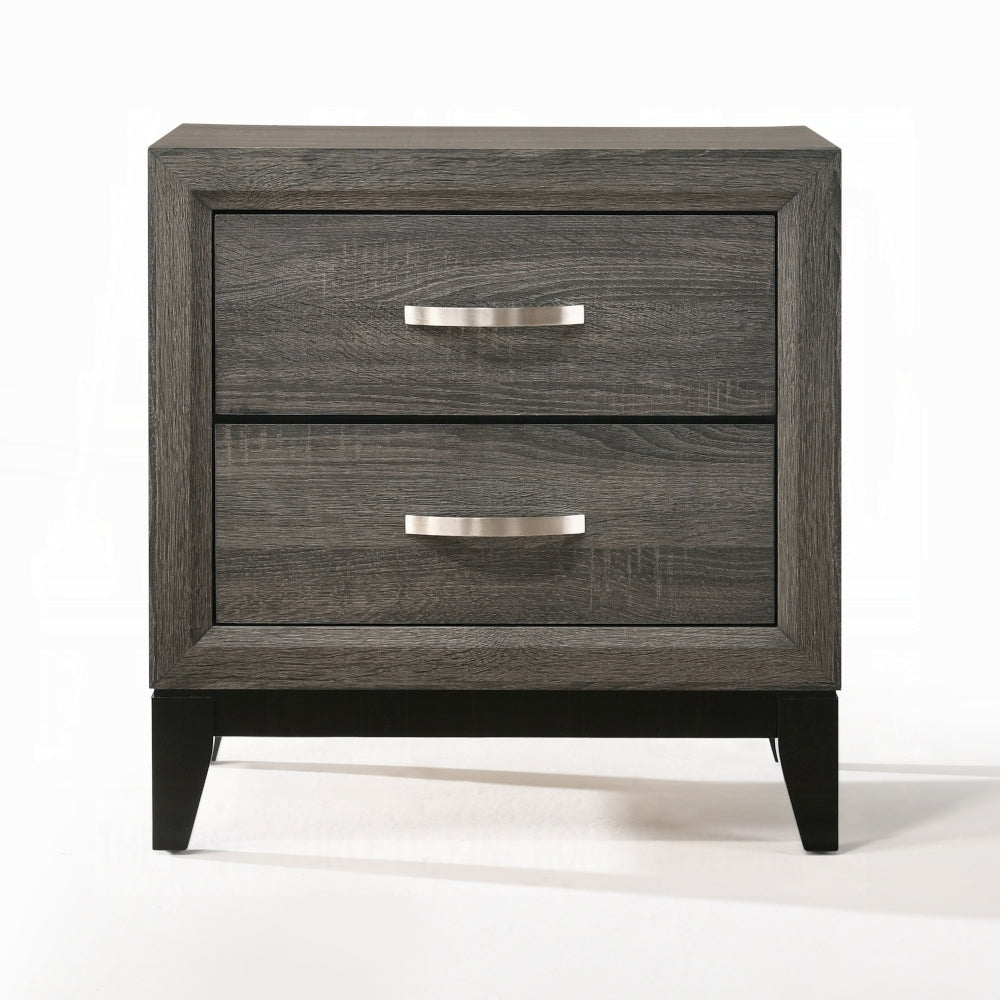 Transitional Gray Finish Nightstand of 2-Drawers Wooden Bedroom Furniture 1pc
