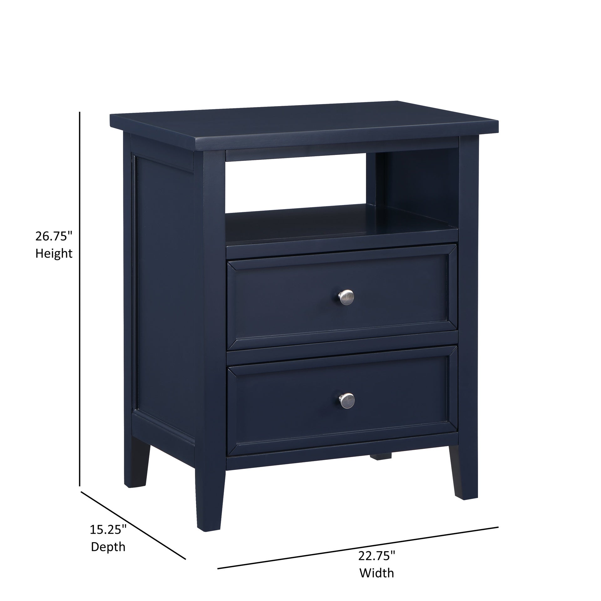 Weston Midnight Blue 2 Drawer Nightstand