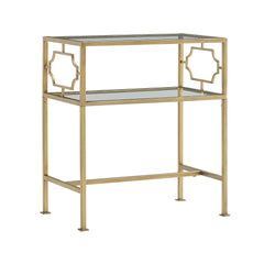 Grifton Rectangular Antique Gold Metal and Glass Accent Table