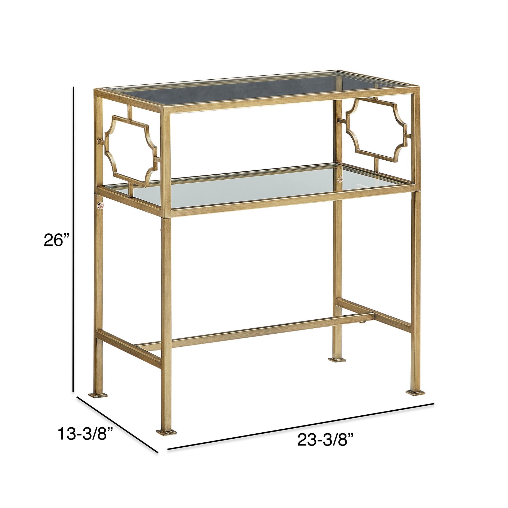 Grifton Rectangular Antique Gold Metal and Glass Accent Table