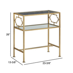 Grifton Rectangular Antique Gold Metal and Glass Accent Table
