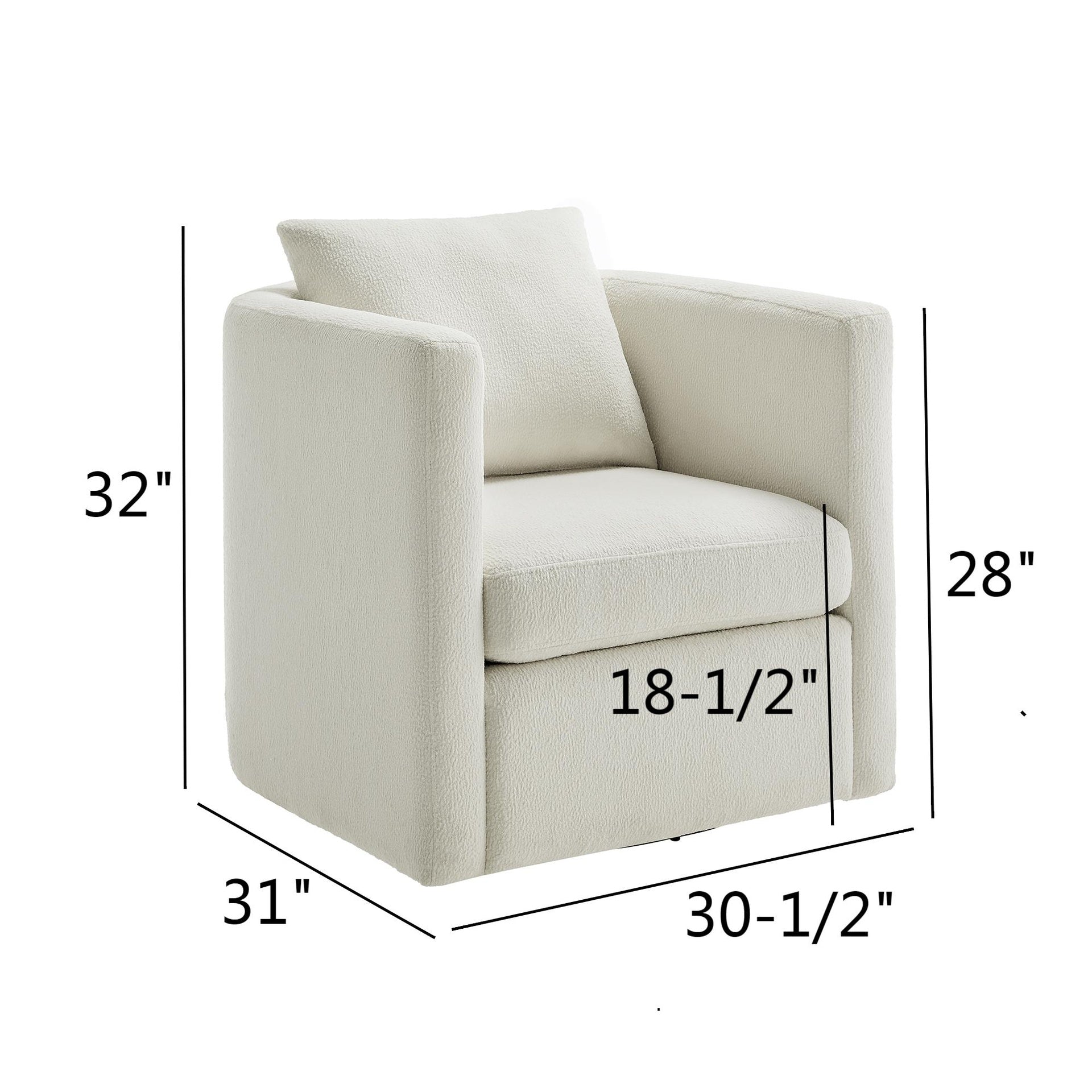 Sutton Ivory Performance Fabric Swivel Barrel Chair