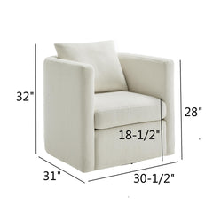 Sutton Ivory Performance Fabric Swivel Barrel Chair