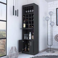 Myers  Bar Cabinet, Two Shelves, Double Door Cabinet, Six Built-in Wine Rack