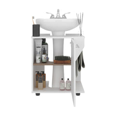 FM FURNITURE Gila Bend Under Sink Storage Cabinet, Compact Design, with Two Shelves for Organizing Bathroom Items, White