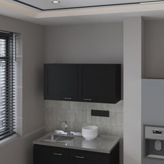 FM FURNITURE Nakya Kitchen Wall Cabinet with 2 Doors, Black