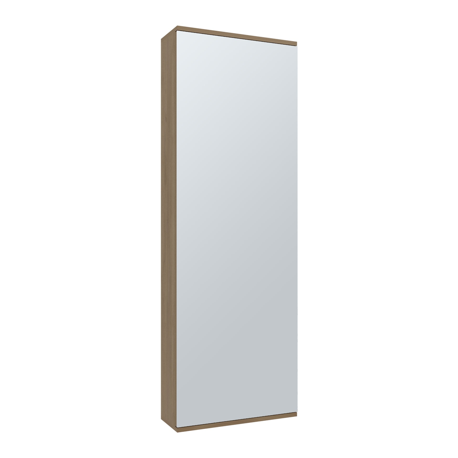 FM FURNITURE Queen Creek Shoe Rack with Mirror and One Door, Natural Oak