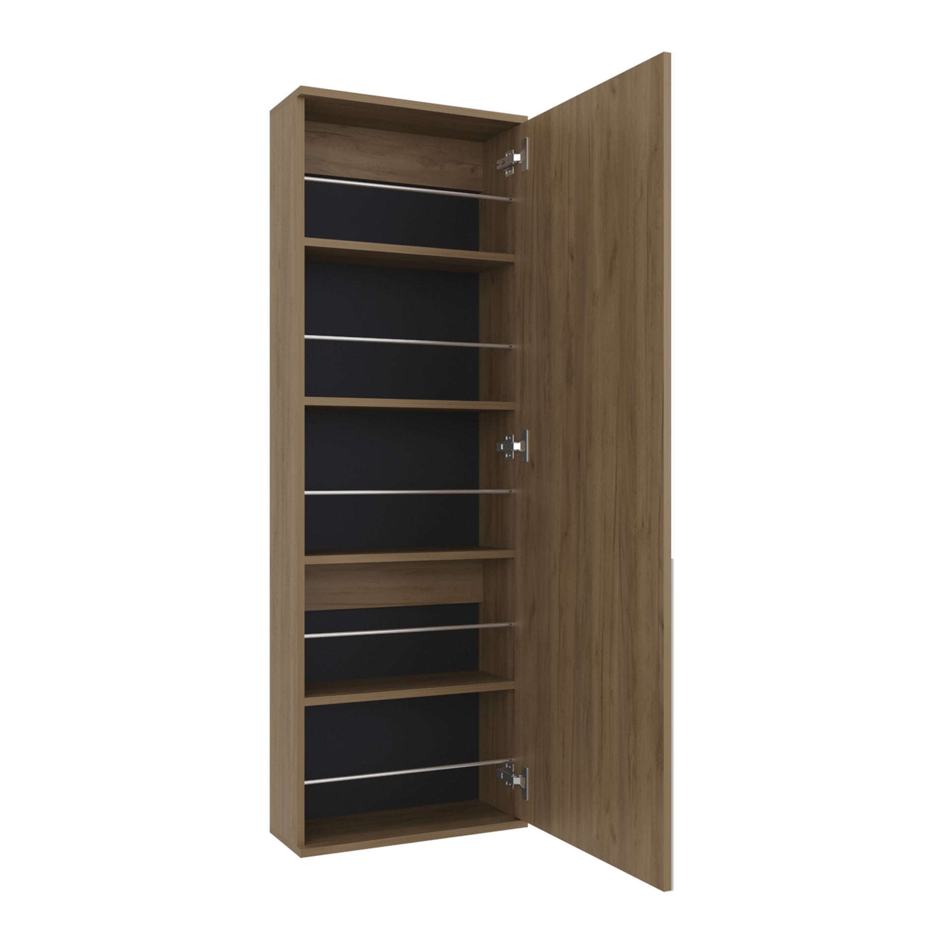 FM FURNITURE Queen Creek Shoe Rack with Mirror and One Door, Natural Oak
