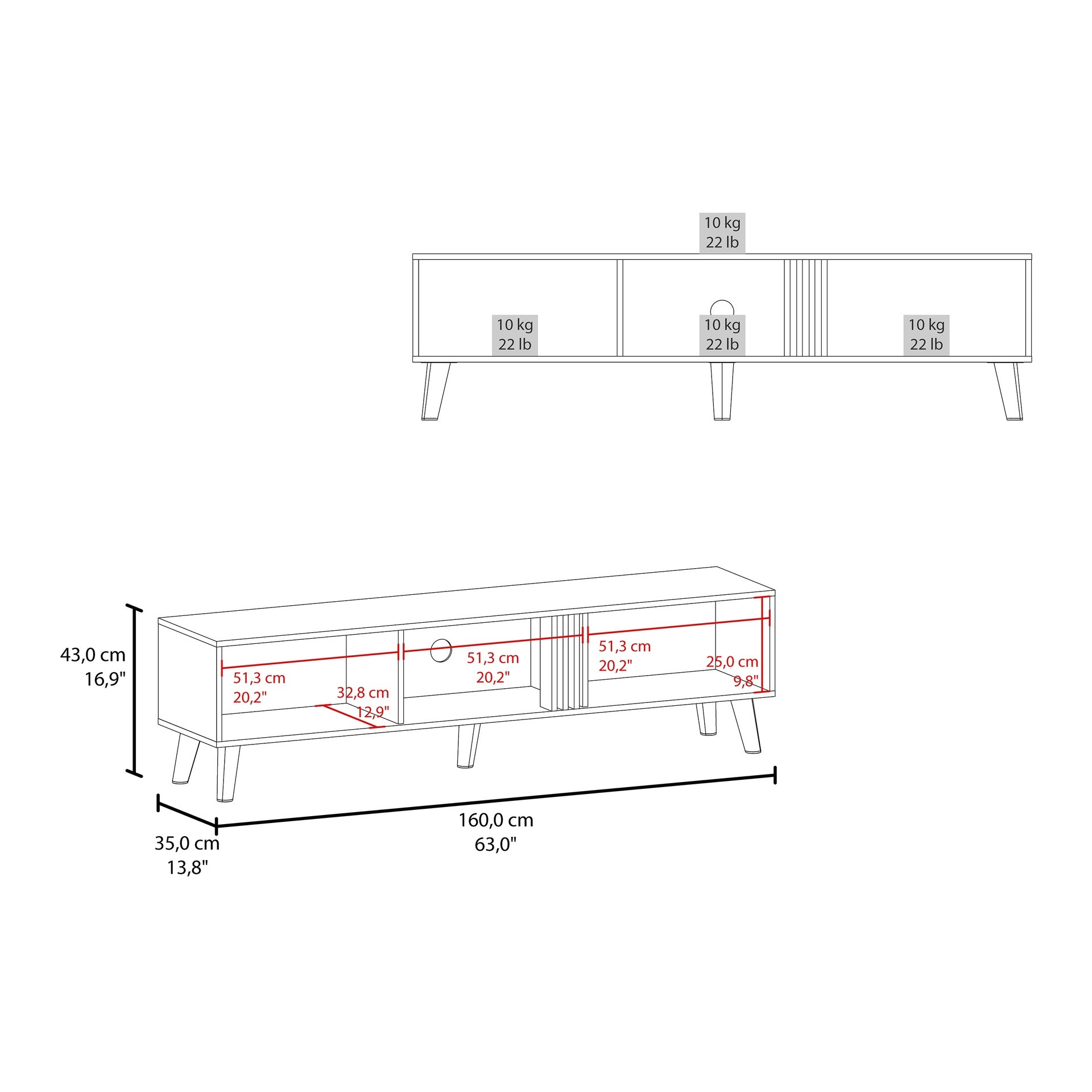 Dragon Tv Stand with 2 Doors and Open Storage, Wengue