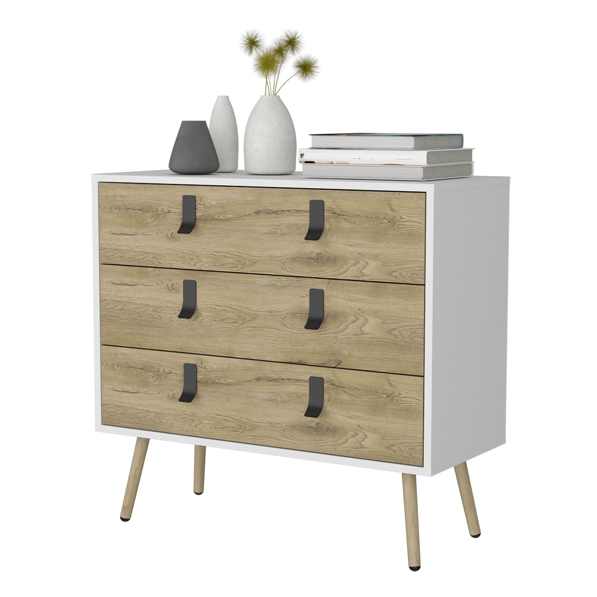 Kimball 3-drawer Dresser, Modern Chic Storage with Wooden Legs