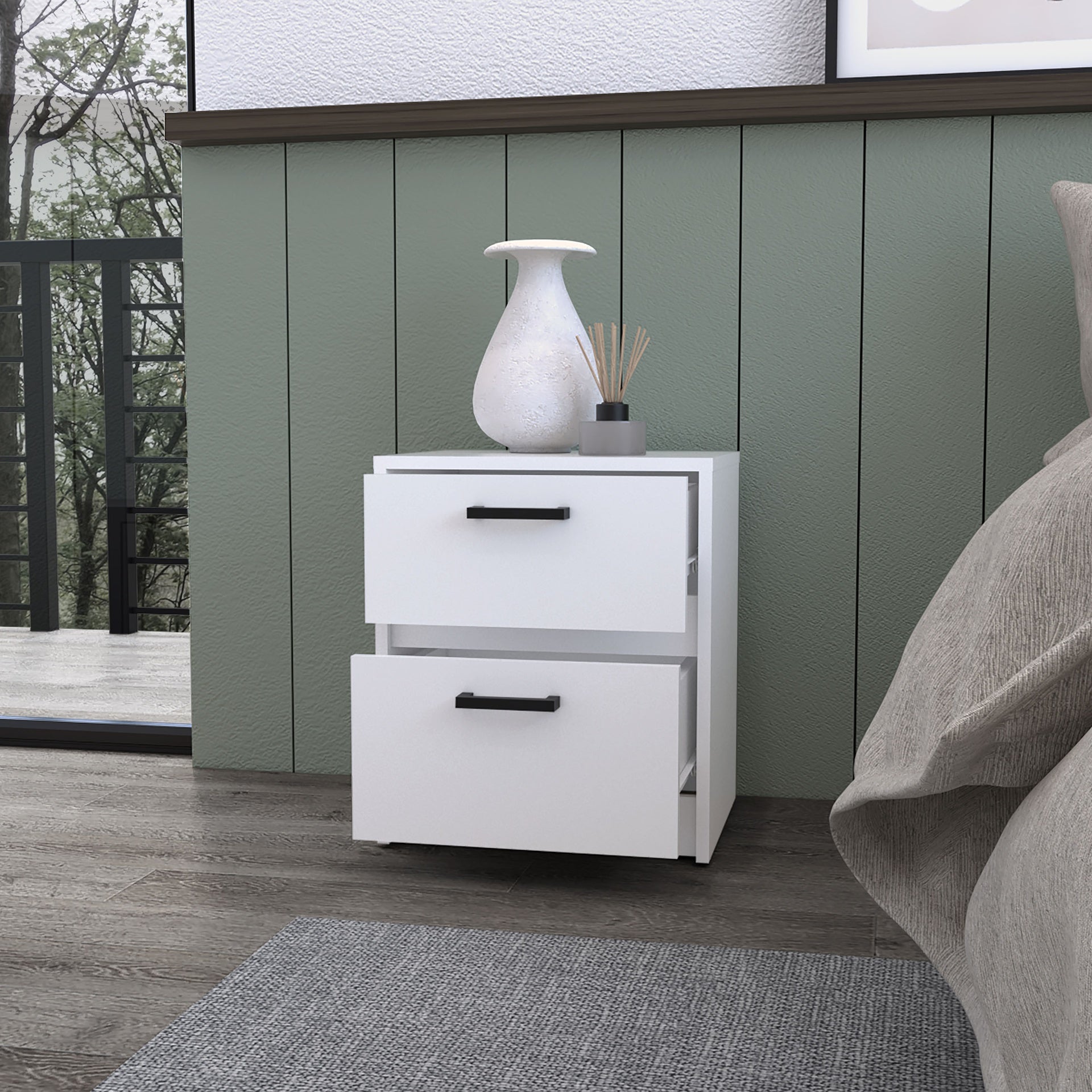 Augusta Floating Nightstand with 2-Tier Shelf and 1-Drawer