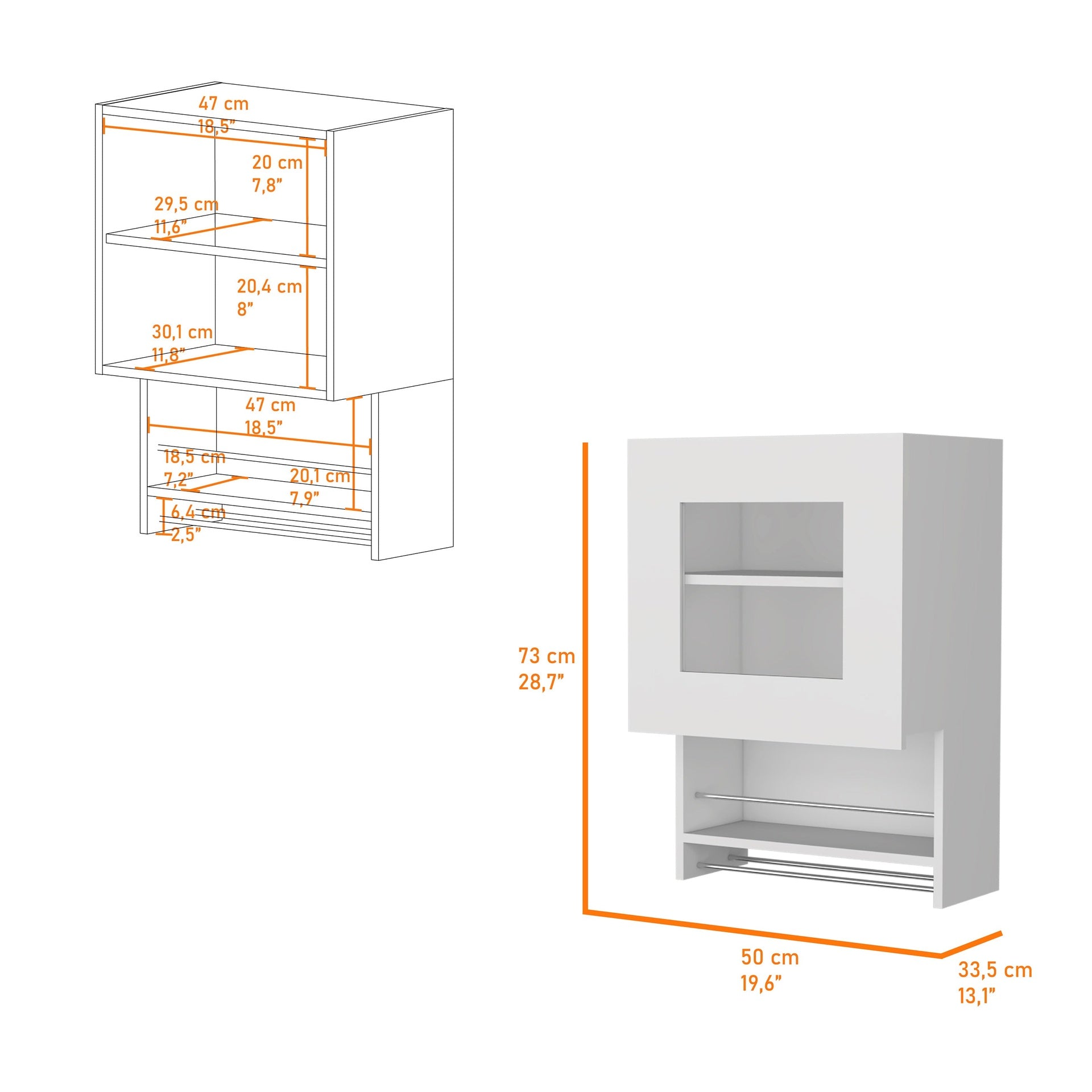 Florence Kitchen Wall Cabinet, Spice and Towel Rack