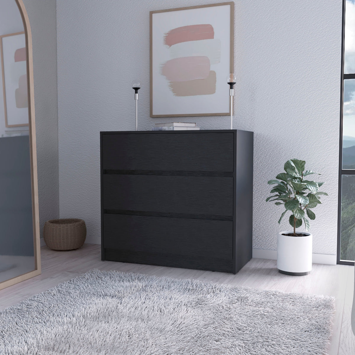 Avra 3 Drawer Dresser, Manufactured Wood Top and Front Chest of Drawers