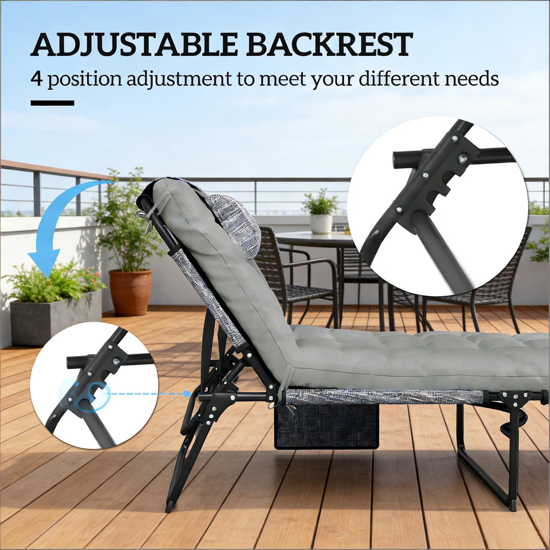 Outdoor Sun Lounger,Folding Chaise Lounge Chair