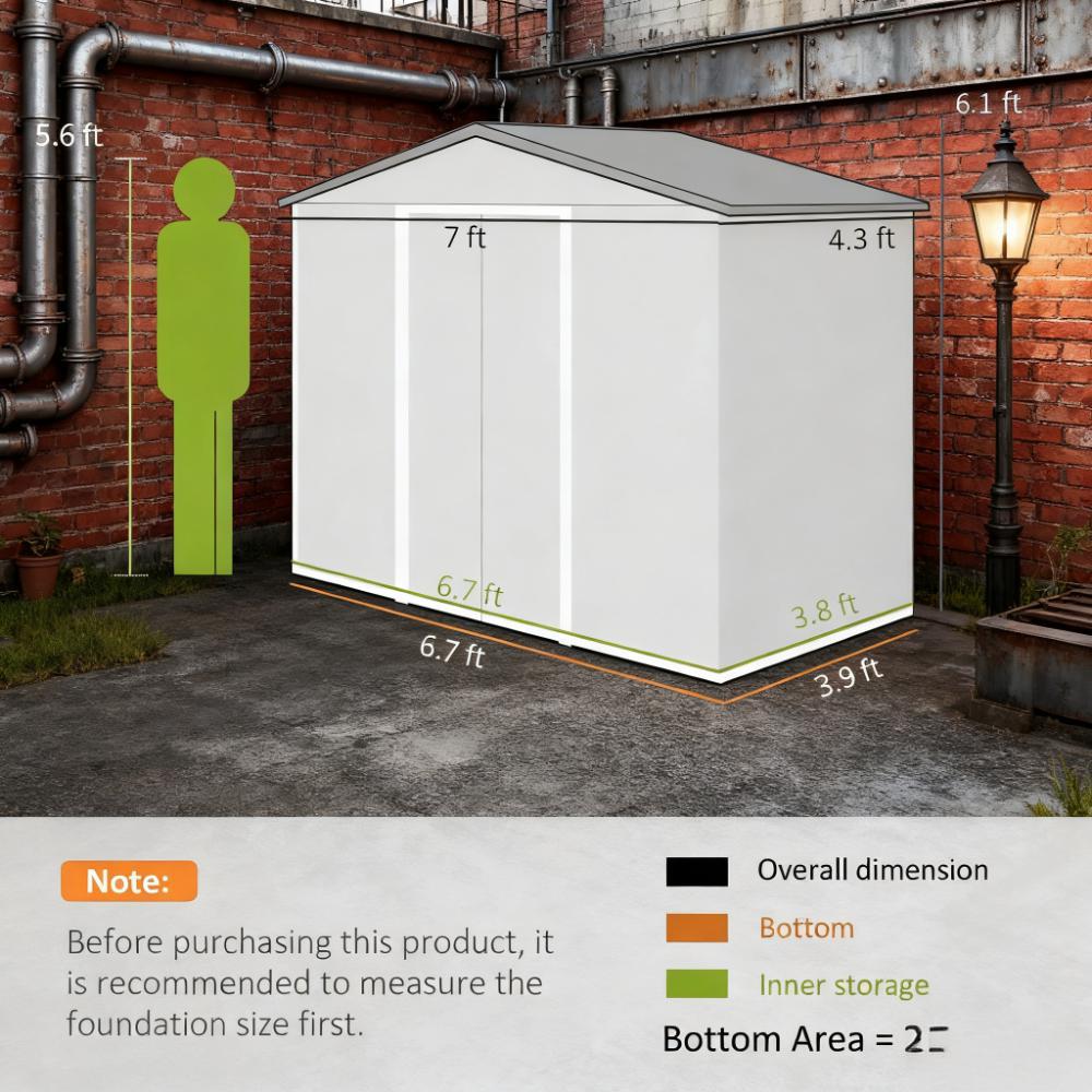 Garden Shed  white Garden Storage Shed with Foundation Kit, 4 Vents and 2 Easy Sliding Doors for Backyard, Patio, Garage, Lawn