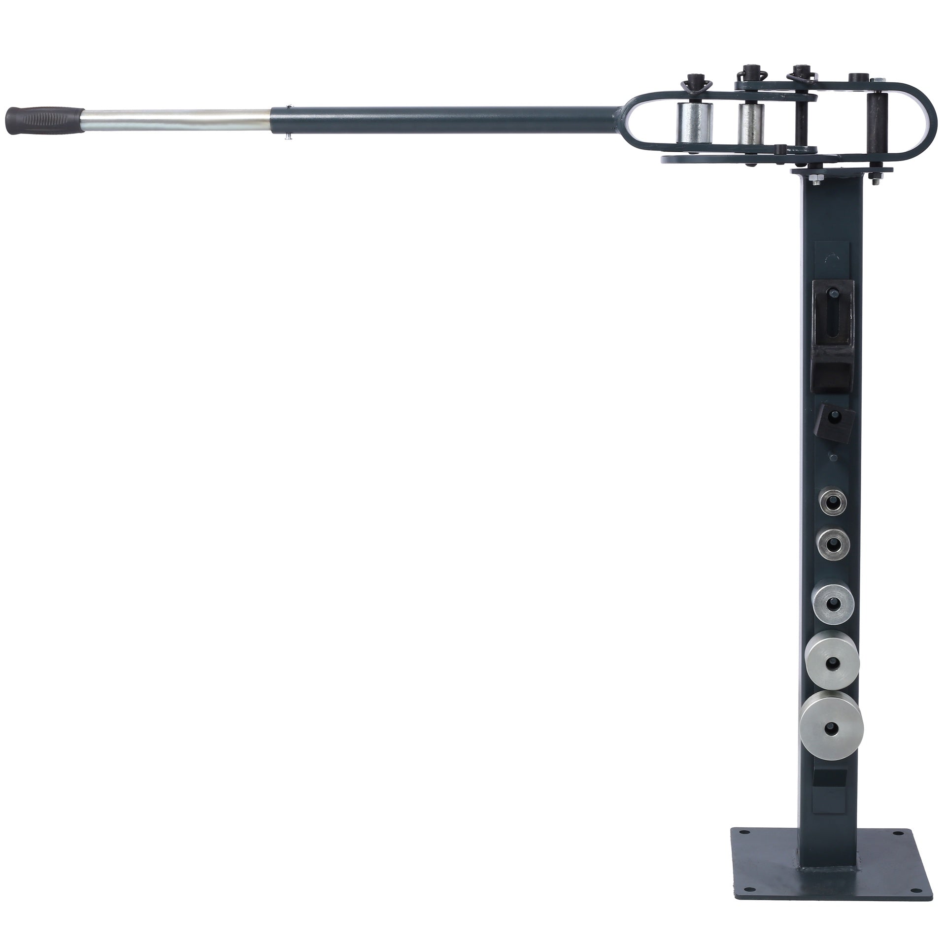 Pedestal Floor Compact Bender 7 Dies Versatile Compact Metal Tubing Bender 44' Mount Powdercoat Telescoping Handle Maximum 5/8" Thick 1-15/16" Width