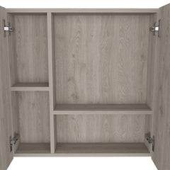 Medicine Double Door Cabinet 23" H,Four Interior Shelves, Light Gray