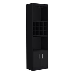 Pisek Bar Cabinet 5-Tier, Wine Cabinet, Liquor Cabinet, 12 Bottle Cubbies, 5 Shelves, Black
