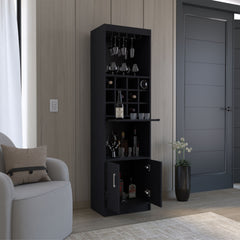 Pisek Bar Cabinet 5-Tier, Wine Cabinet, Liquor Cabinet, 12 Bottle Cubbies, 5 Shelves, Black