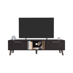TV Stand, 2 Doors, 1 Shelf, Black / Natural Oak
