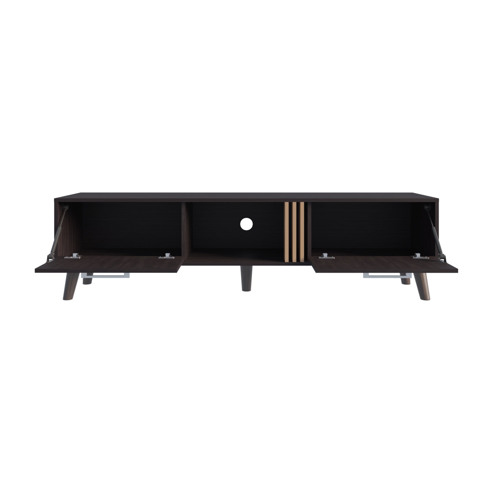 TV Stand, 2 Doors, 1 Shelf, Black / Natural Oak