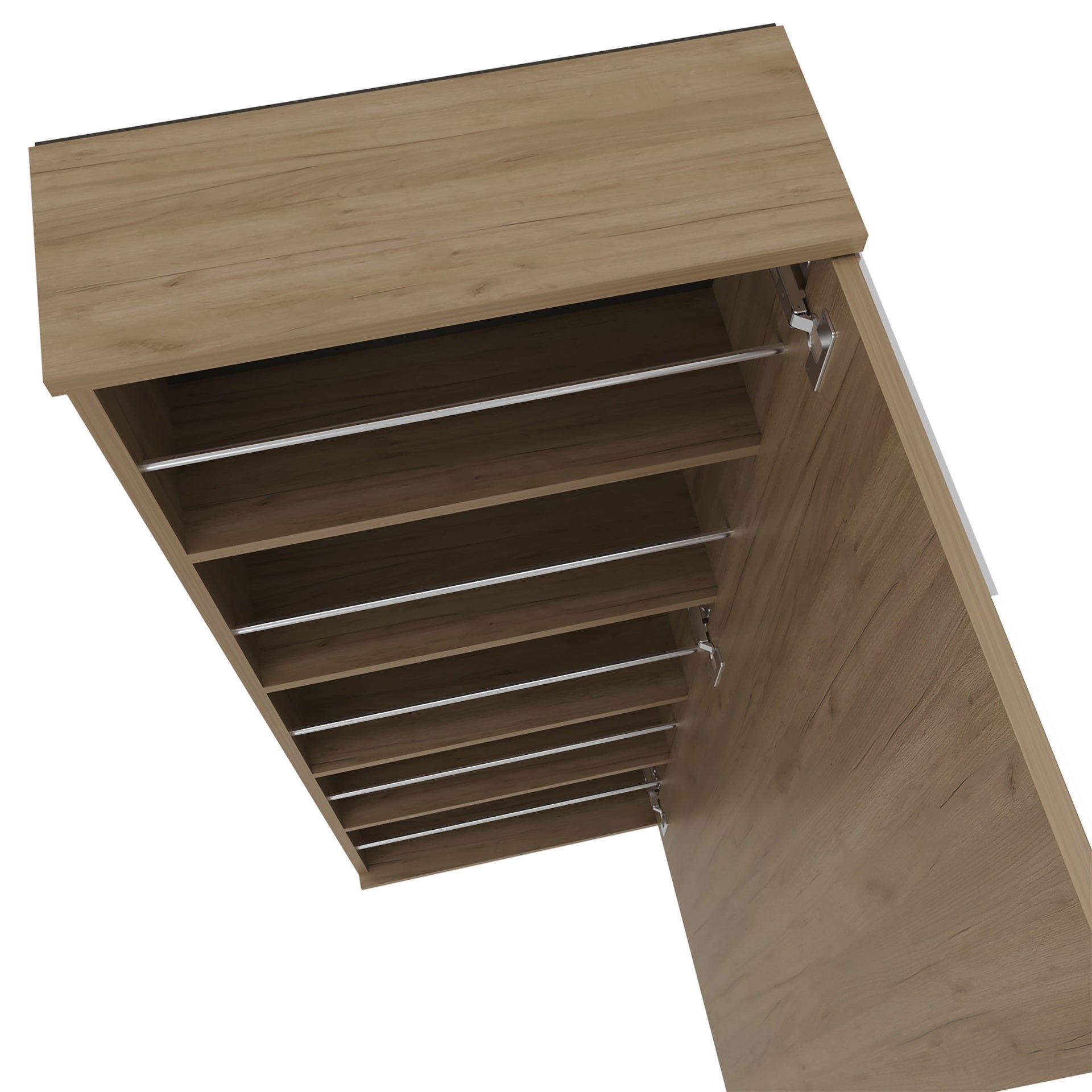 Wall Shoe Rack 54" H, One Mirror, One Door, Five Internal Storage Shelves, Approximate Capacity for Ten Shoes