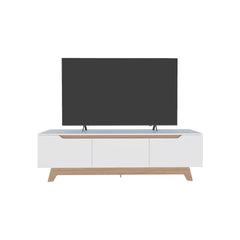 TV Stand, 2 Doors, 1 Drawer, White / Natural Oak