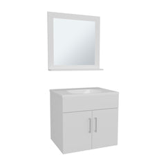 Bathroom Set, Vanity Sink + Mirror, 2 Doors, 1 Shelf, 1 Mirror, White