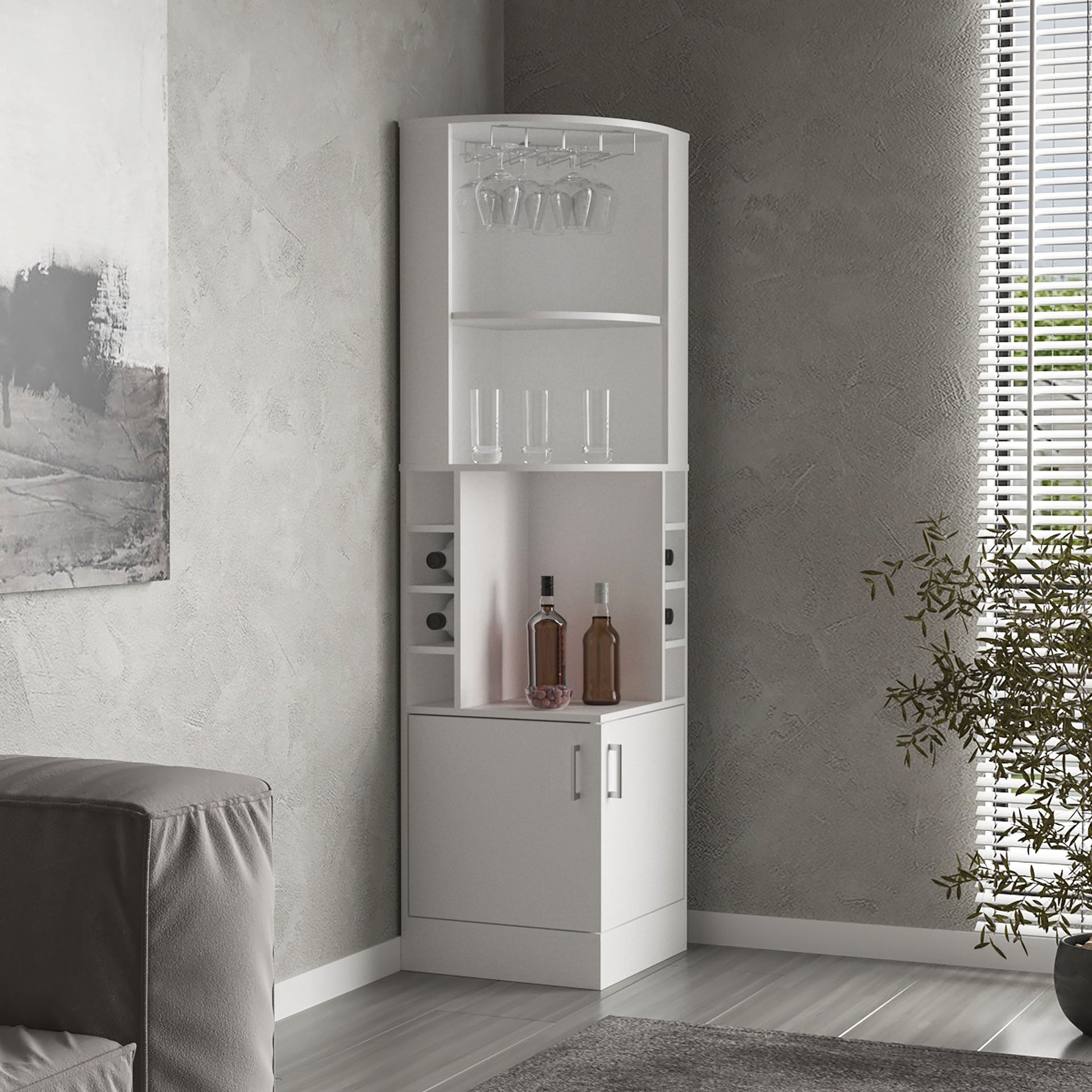 Corner Bar Cabinet, Double Door Cabinet, Glass Rack, Eight Built-in Wine Rack