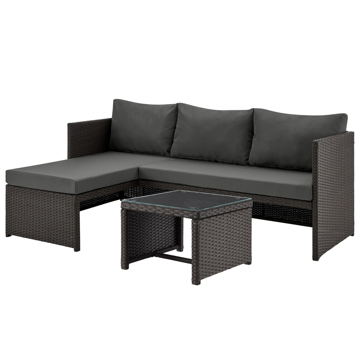 3-Piece Sectional Set in Brown and Gray