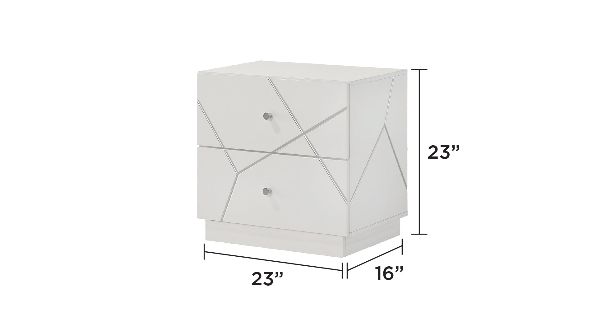 Manhattan Nightstand – Lacquer Finish with Geometric Design and Velvet-Lined Drawers for Modern Bedrooms      same as G150108684  (NJ inventory)