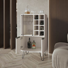 Fairfax Bar Cabinet in melamine with glass rack and wine storage,white
