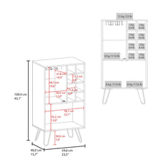 Fairfax Bar Cabinet in melamine with glass rack and wine storage,white