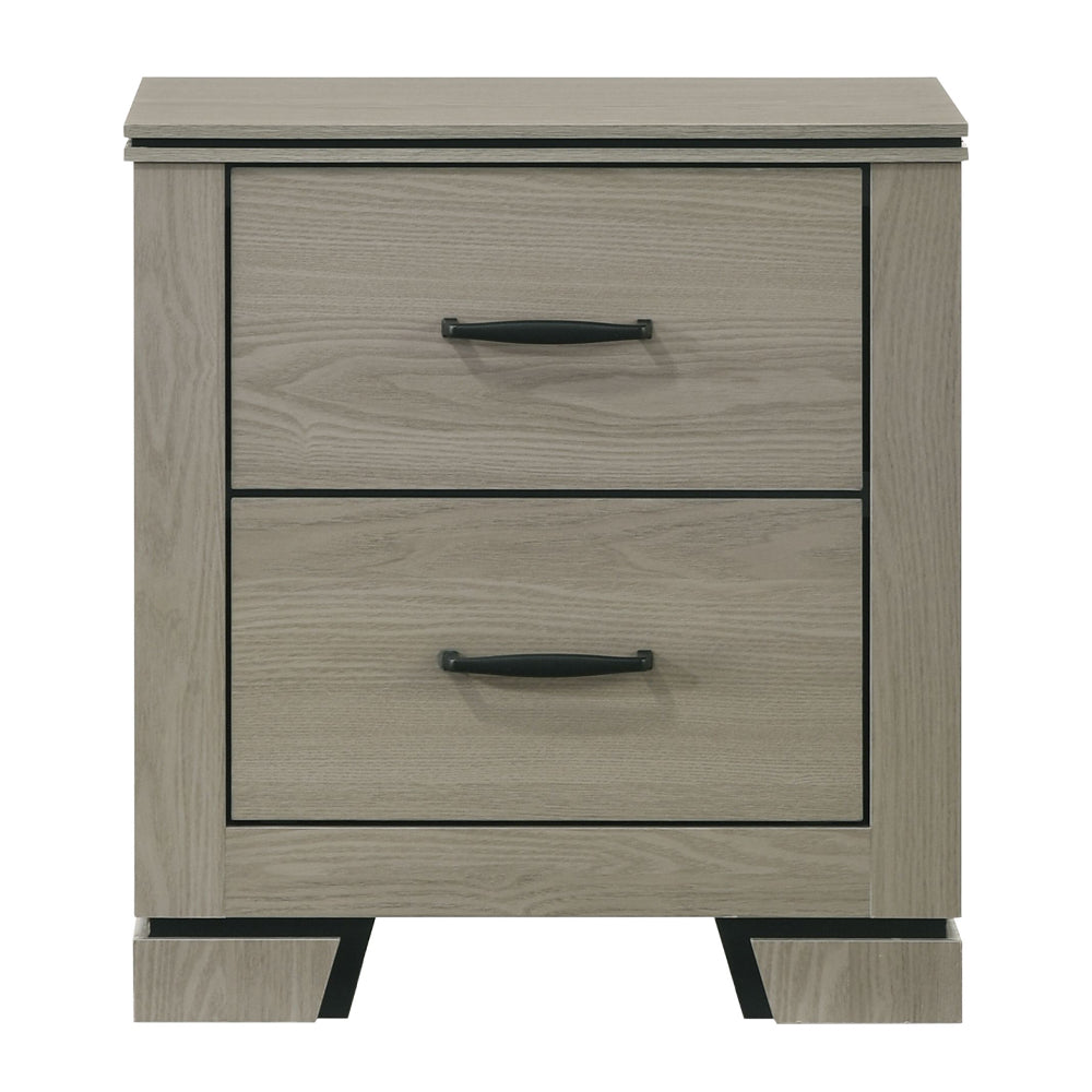 Modern Sleek Design Two Drawers Nightstand 1pc Gray Finish Wooden Bedroom Furniture Bedside Cabinet