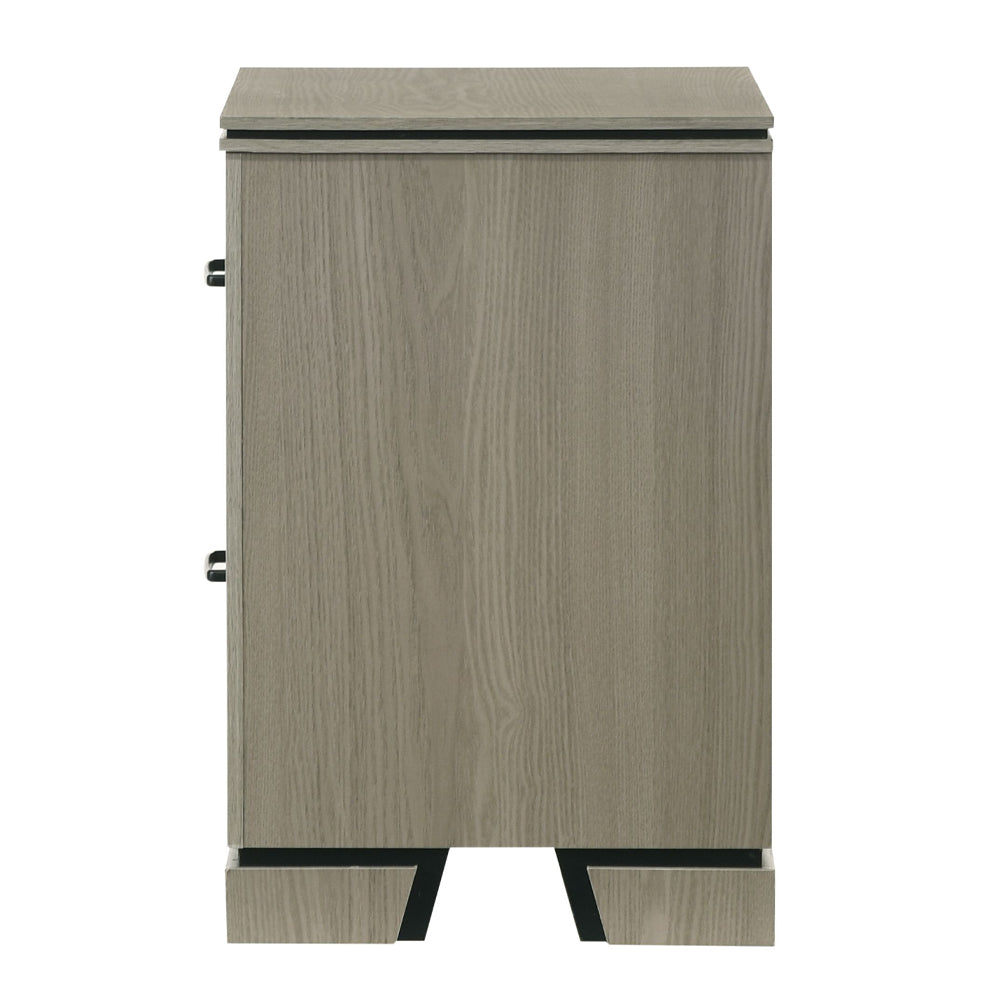 Modern Sleek Design Two Drawers Nightstand 1pc Gray Finish Wooden Bedroom Furniture Bedside Cabinet