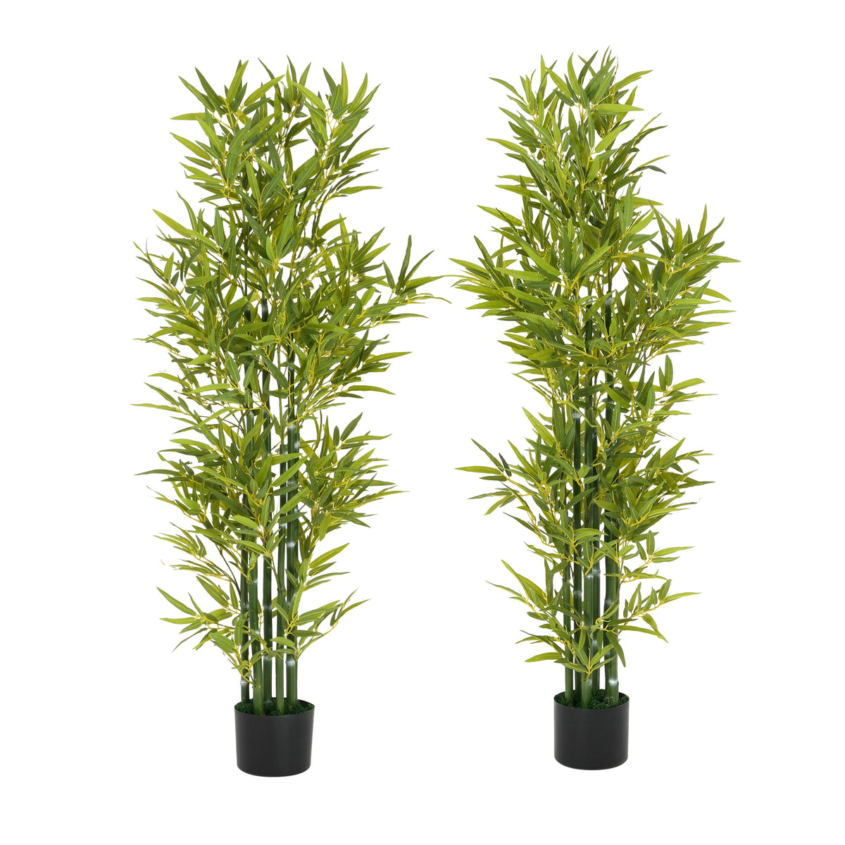 5' Artificial Bamboo with Black Plastic Pot, Set of 2